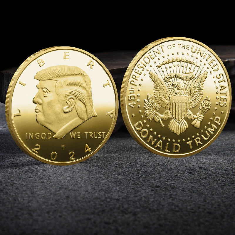 Trump 2024 Commemorative Coin Gold, Silver Plated